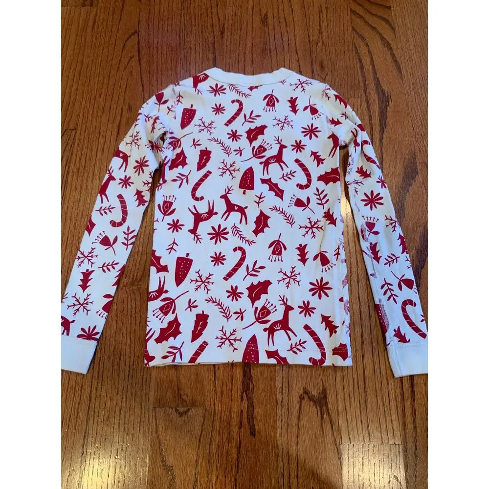 Hanna Andersson Scandi Cane Long John Holiday Cotton Pajama Set | Size 8